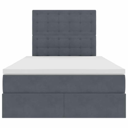 Letto con contenitore e LED Grigio scuro 120 x 200 cm Velluto