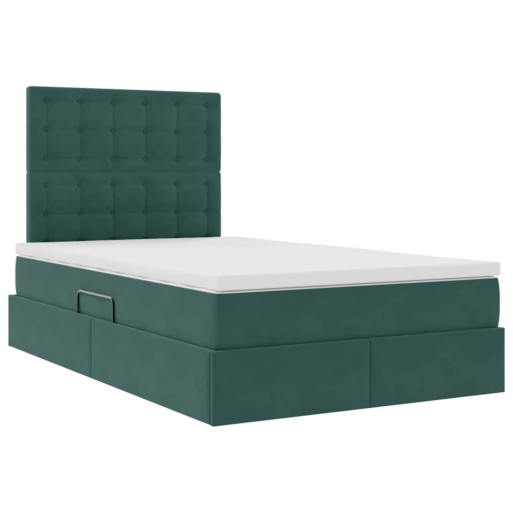 Letto con contenitore e LED Verde Scuro 120 x 200 cm Velluto