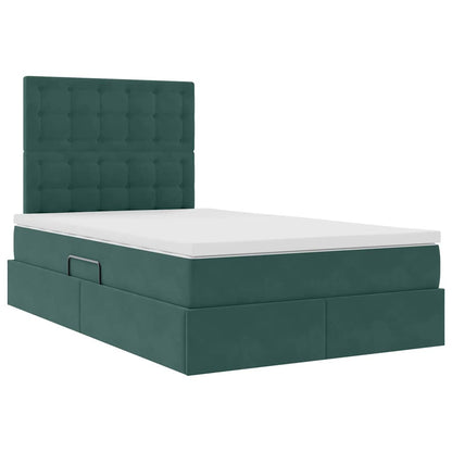 Letto con contenitore e LED Verde Scuro 120 x 200 cm Velluto