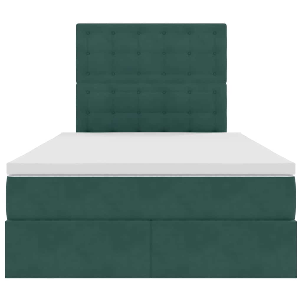 Letto con contenitore e LED Verde Scuro 120 x 200 cm Velluto