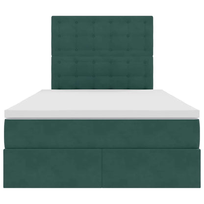 Letto con contenitore e LED Verde Scuro 120 x 200 cm Velluto