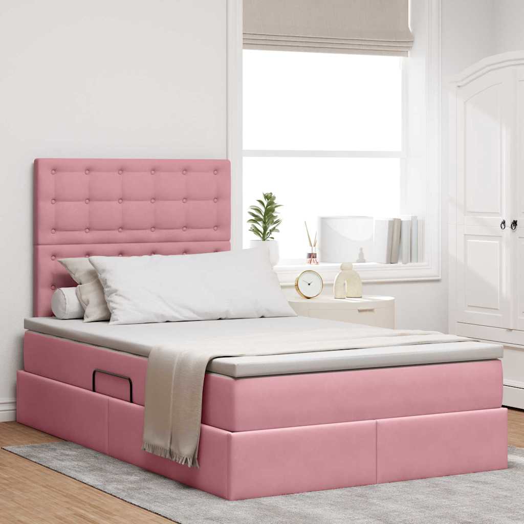 Letto con contenitore LED e materasso Rosa 120 x 200 cm Velluto | homemem39