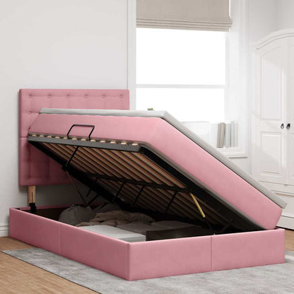 Letto con contenitore LED e materasso Rosa 120 x 200 cm Velluto | homemem39