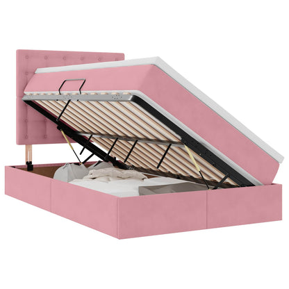 Letto con contenitore LED e materasso Rosa 120 x 200 cm Velluto | homemem39