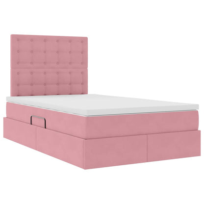 Letto con contenitore LED e materasso Rosa 120 x 200 cm Velluto | homemem39