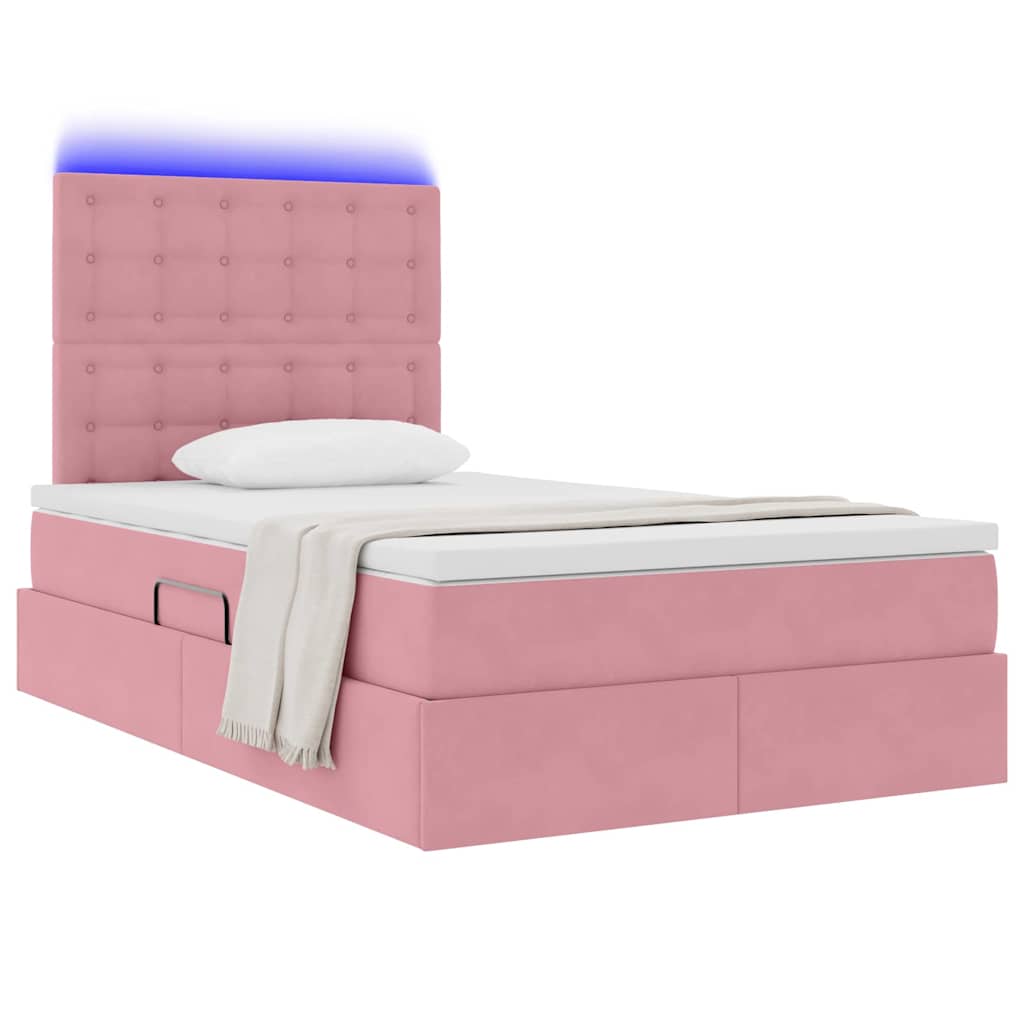 Letto con contenitore LED e materasso Rosa 120 x 200 cm Velluto | homemem39