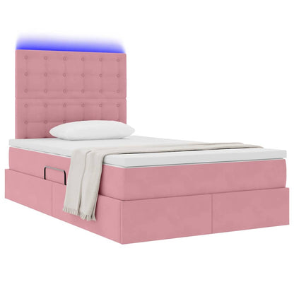 Letto con contenitore LED e materasso Rosa 120 x 200 cm Velluto | homemem39