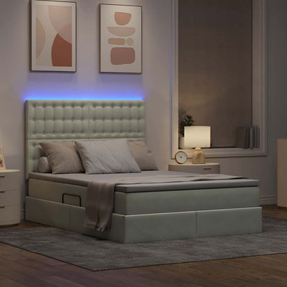 Letto con contenitore e LED Grigio chiaro 140 x 190 cm Velluto