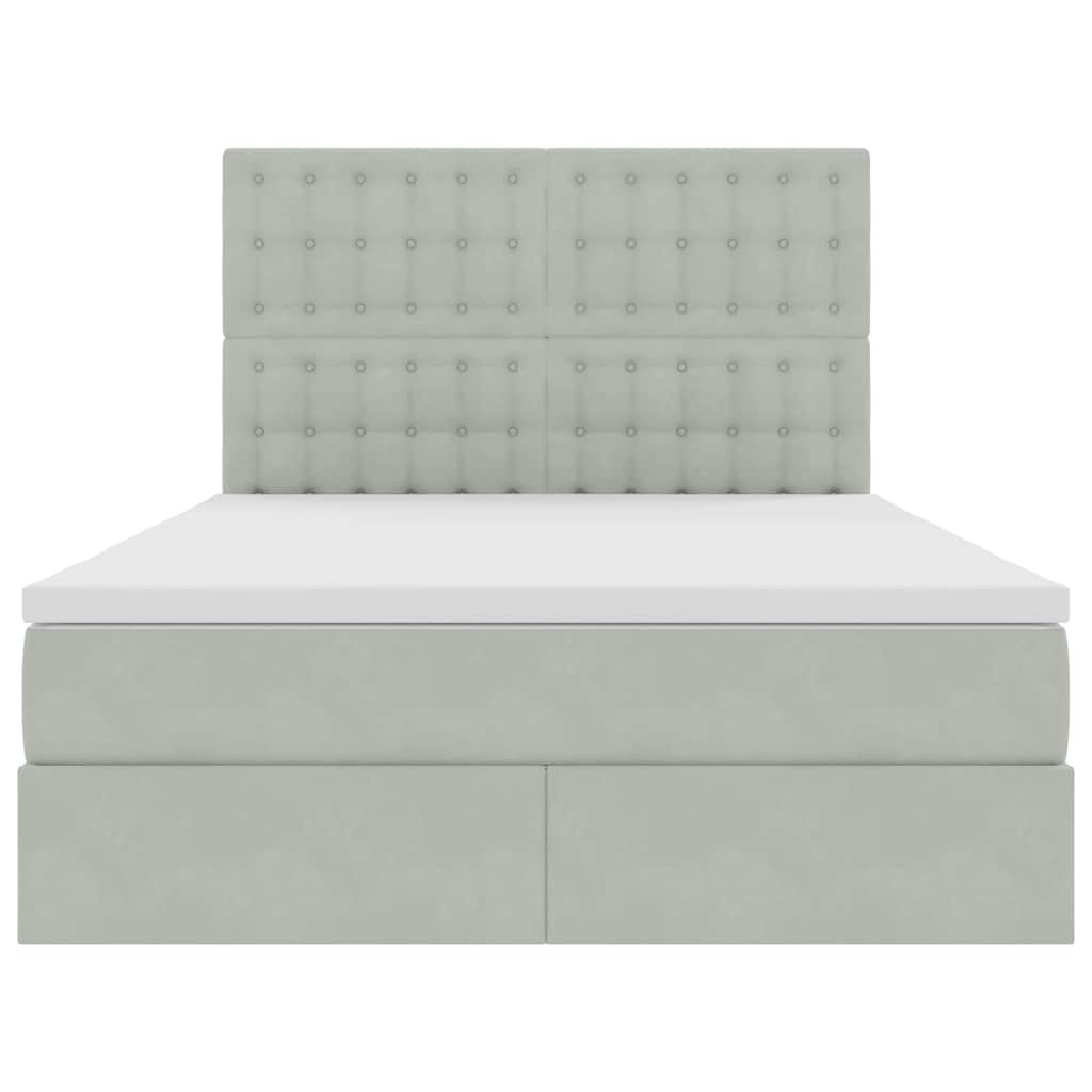 Letto con contenitore e LED Grigio chiaro 140 x 190 cm Velluto