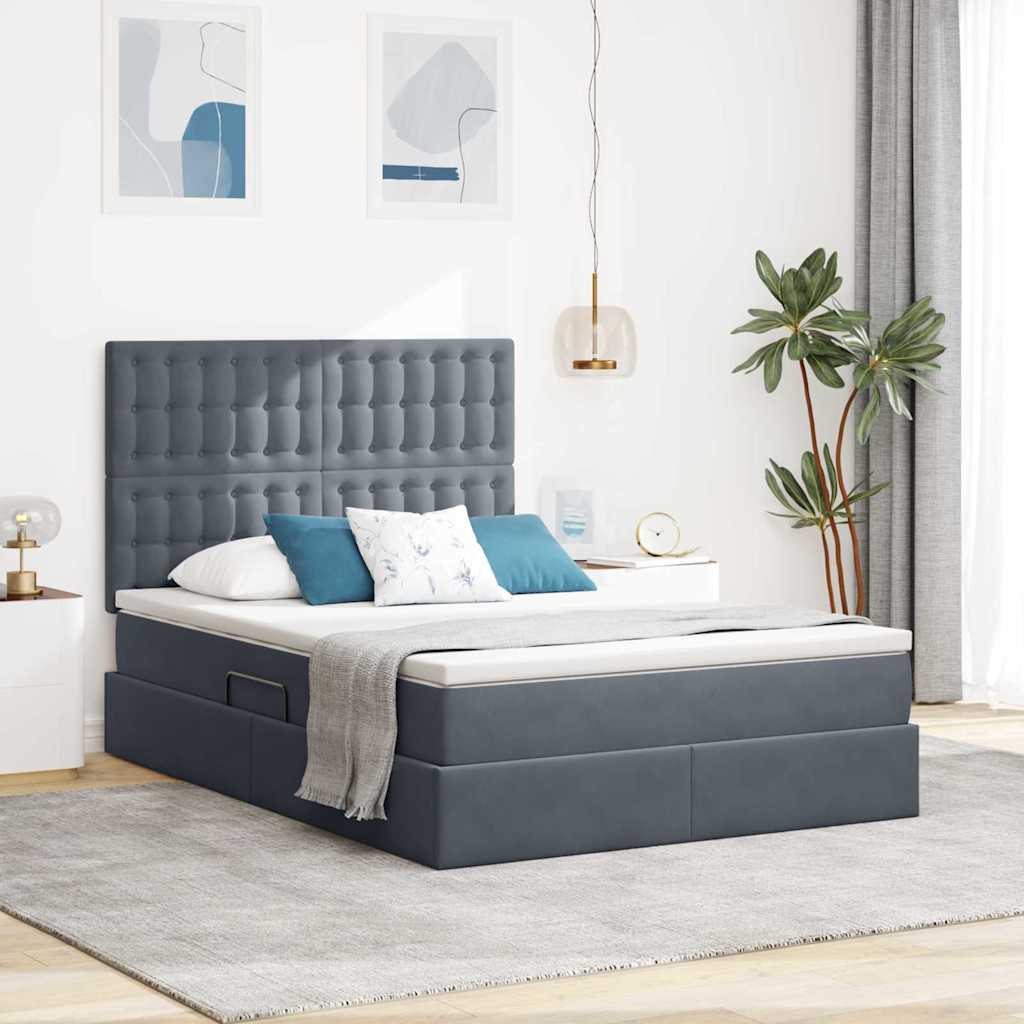 Letto con contenitore LED e materasso Grigio Scuro 140 x 190 cm | homemem39