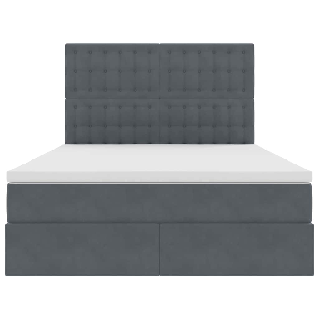 Letto con contenitore e LED Grigio scuro 140 x 190 cm Velluto