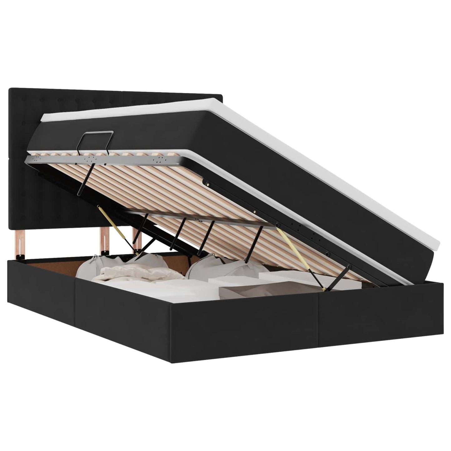 Letto con contenitore LED e materasso Nero 140 x 190 cm Velluto | homemem39