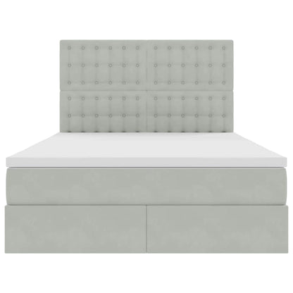 Letto con contenitore e LED Grigio chiaro 140 x 200 cm Velluto