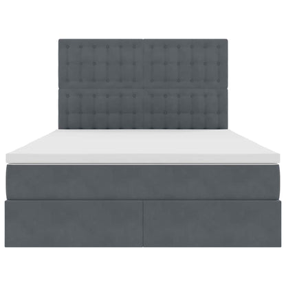 Letto con contenitore e LED Grigio scuro 140 x 200 cm Velluto