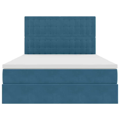 Letto con contenitore e LED Blu Scuro 140 x 200 cm Velluto