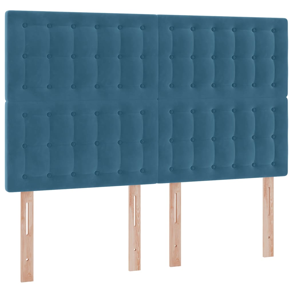 Letto con contenitore e LED Blu Scuro 140 x 200 cm Velluto