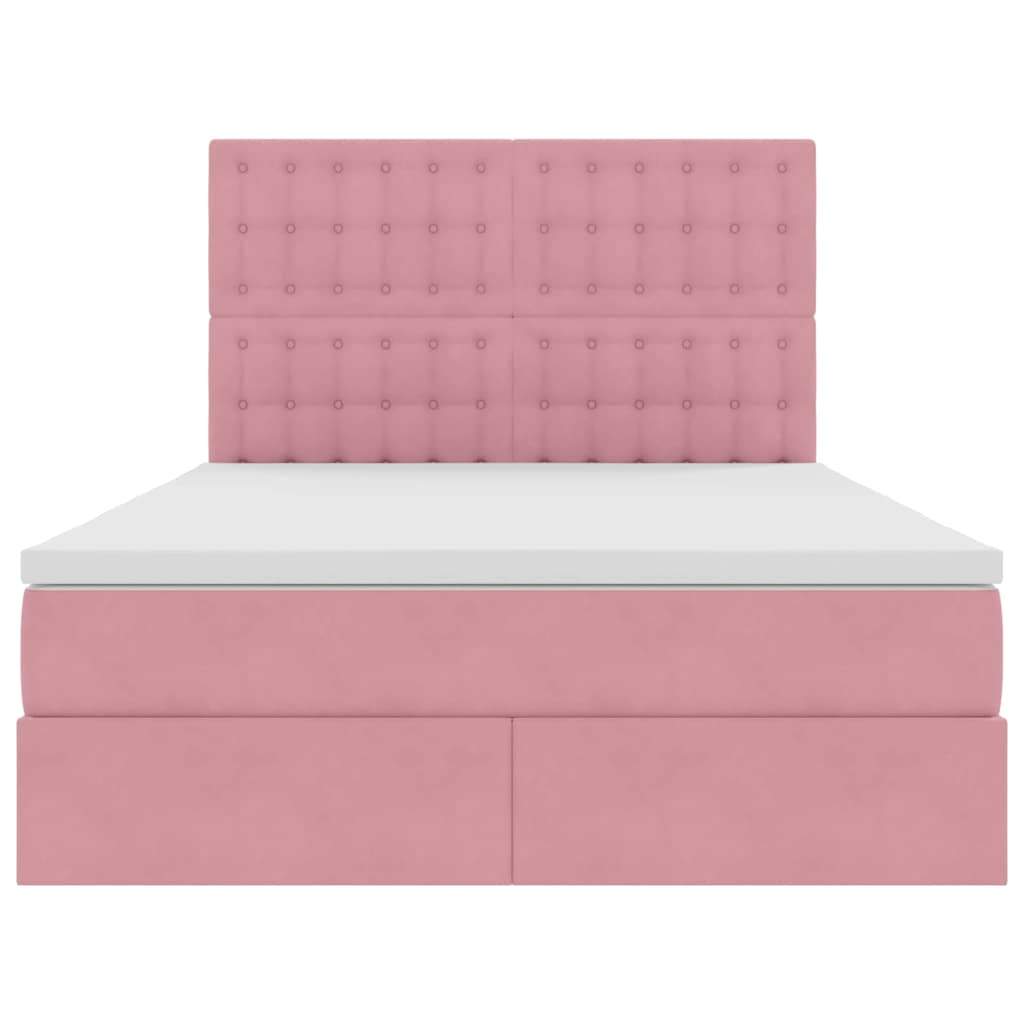 Letto con contenitore e LED Rosa 140 x 200 cm Velluto