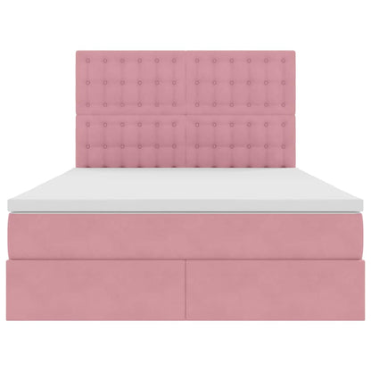 Letto con contenitore e LED Rosa 140 x 200 cm Velluto