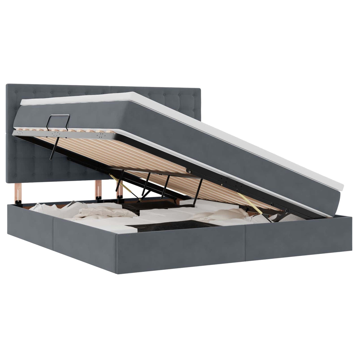Letto con contenitore LED e materasso Grigio Scuro 160 x 200 cm | homemem39