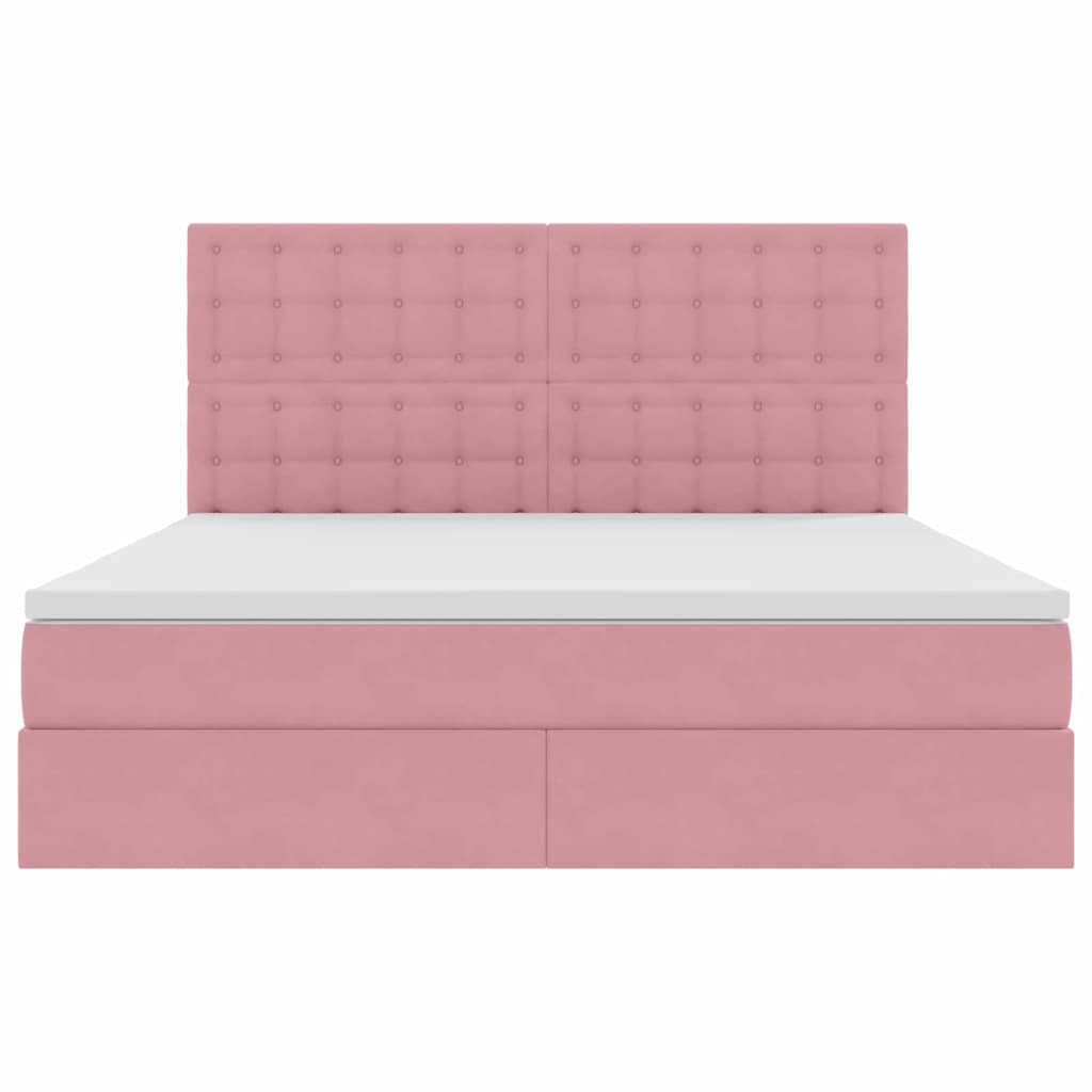 Letto con contenitore LED e materasso Rosa 160 x 200 cm Velluto | homemem39