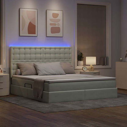 Letto con contenitore e LED Grigio chiaro 180 x 200 cm Velluto