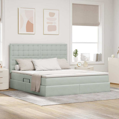 Letto con contenitore e LED Grigio chiaro 180 x 200 cm Velluto