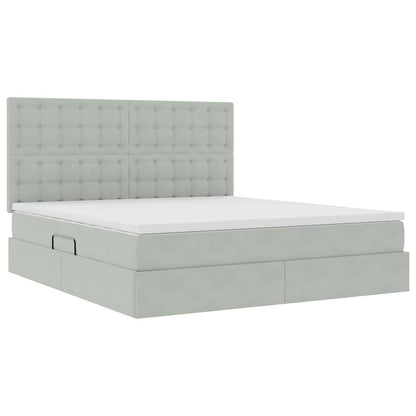 Letto con contenitore e LED Grigio chiaro 180 x 200 cm Velluto
