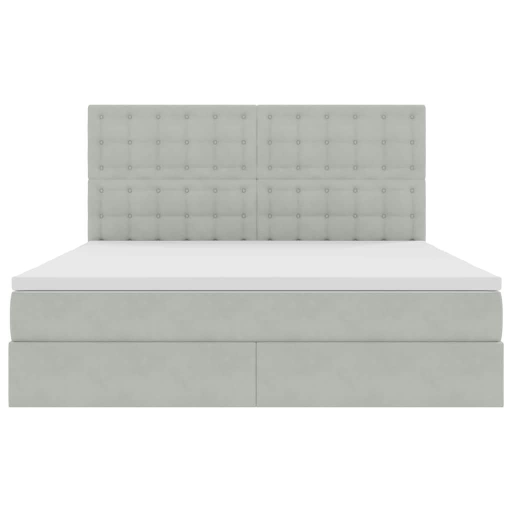 Letto con contenitore e LED Grigio chiaro 180 x 200 cm Velluto