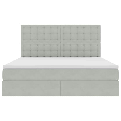 Letto con contenitore e LED Grigio chiaro 180 x 200 cm Velluto