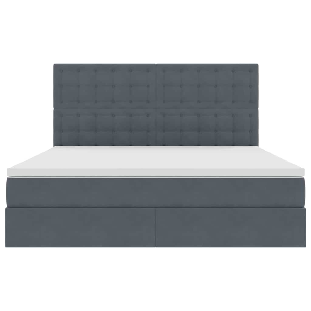 Letto con contenitore e LED Grigio scuro 180 x 200 cm Velluto