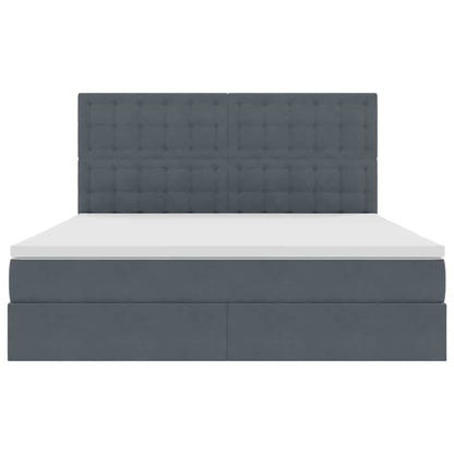 Letto con contenitore e LED Grigio scuro 180 x 200 cm Velluto