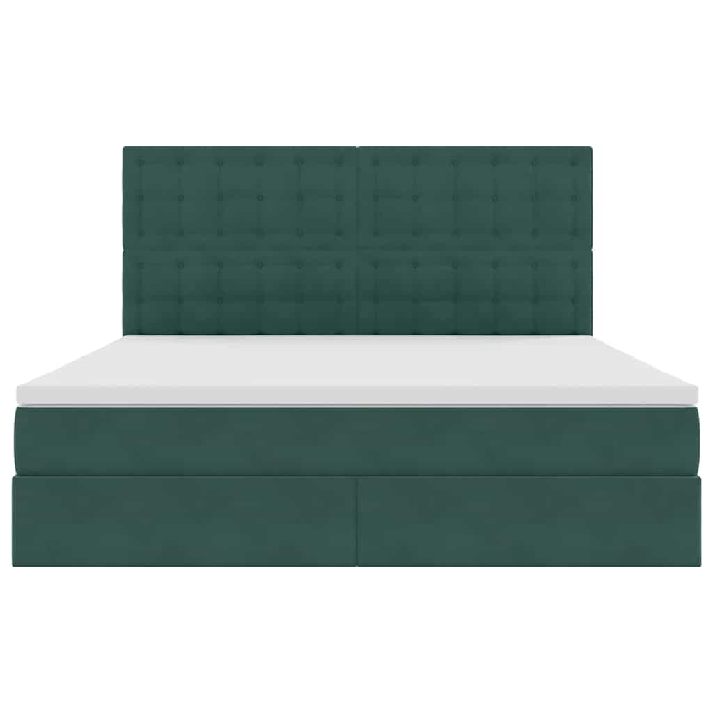 Letto con contenitore e LED Verde Scuro 180 x 200 cm Velluto