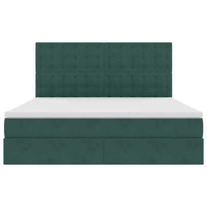Letto con contenitore e LED Verde Scuro 180 x 200 cm Velluto