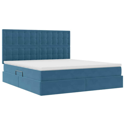 Letto con contenitore e LED Blu Scuro 180 x 200 cm Velluto
