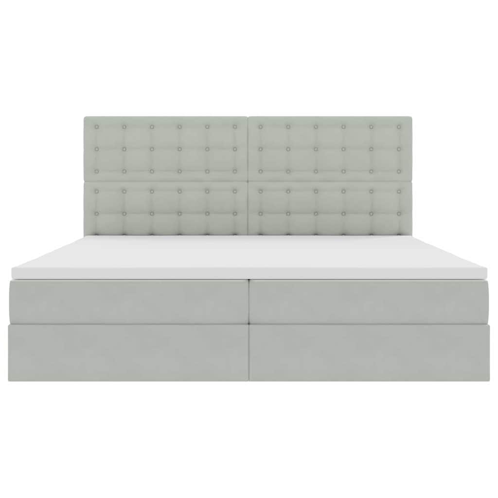 Letto con contenitore e LED Grigio chiaro 200 x 200 cm Velluto