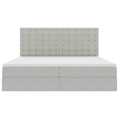 Letto con contenitore e LED Grigio chiaro 200 x 200 cm Velluto