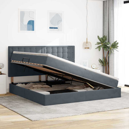 Letto con contenitore LED e materasso Grigio Scuro 200 x 200 cm | homemem39