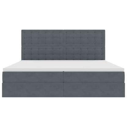 Letto con contenitore e LED Grigio scuro 200 x 200 cm Velluto
