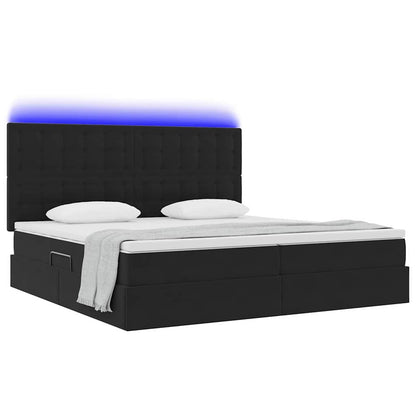 Letto con contenitore e LED Nero 200 x 200 cm Velluto