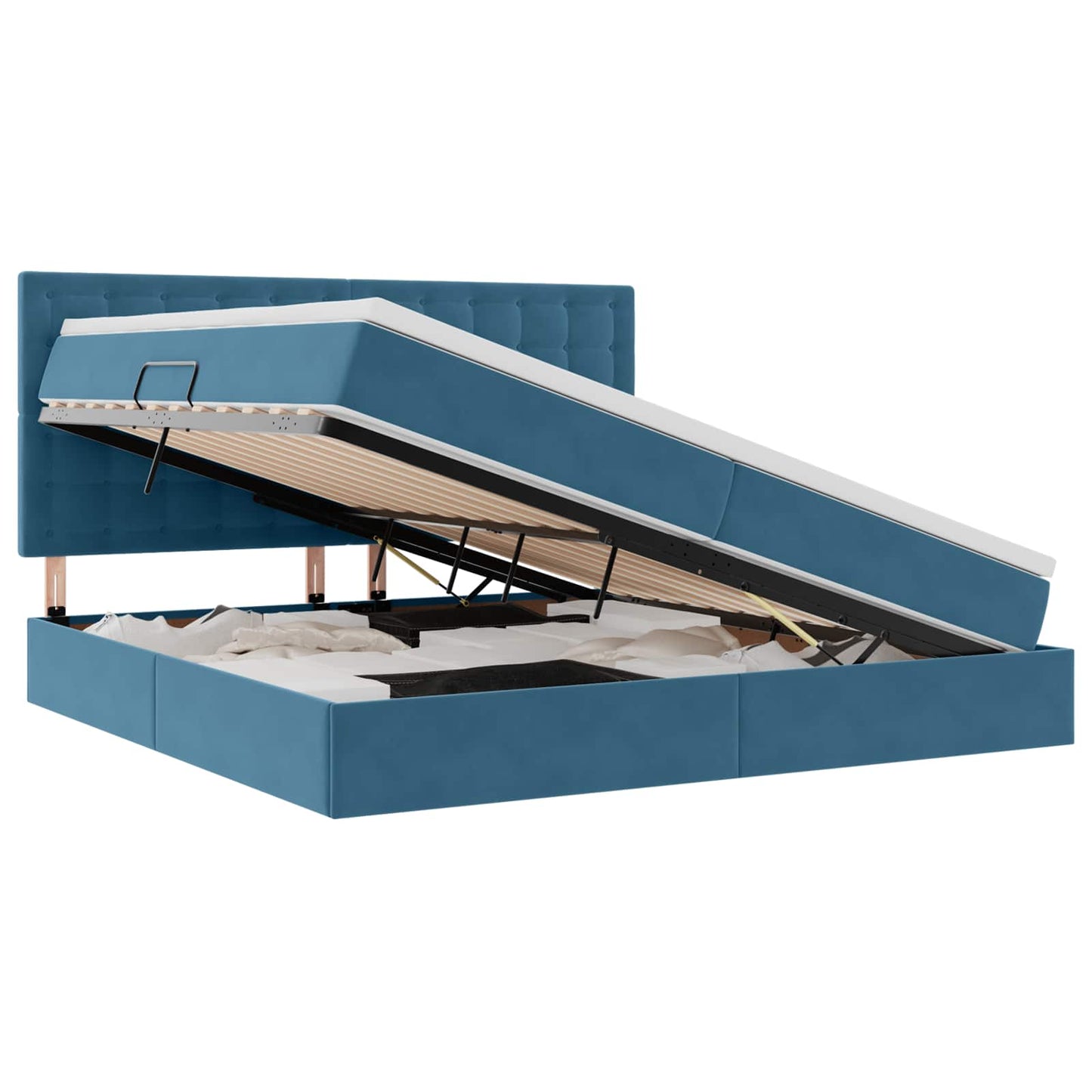 Letto con contenitore LED e materasso Blu Scuro 200 x 200 cm | homemem39