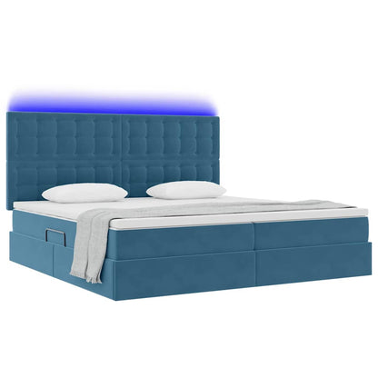 Letto con contenitore LED e materasso Blu Scuro 200 x 200 cm | homemem39