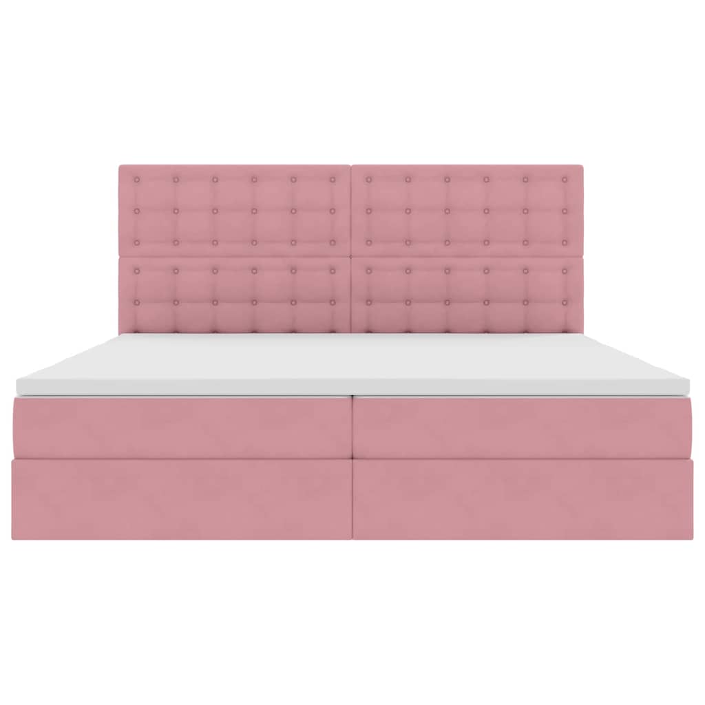 Letto con contenitore e LED Rosa 200 x 200 cm Velluto