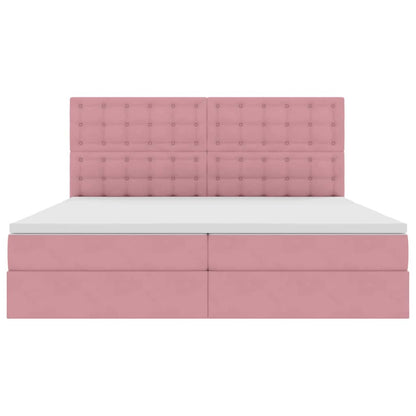 Letto con contenitore e LED Rosa 200 x 200 cm Velluto