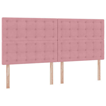 Letto con contenitore e LED Rosa 200 x 200 cm Velluto