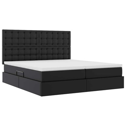 Letto con contenitore e LED Nero 180 x 200 cm Pelle sintetica