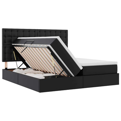 Letto con contenitore e LED Nero 180 x 200 cm Pelle sintetica