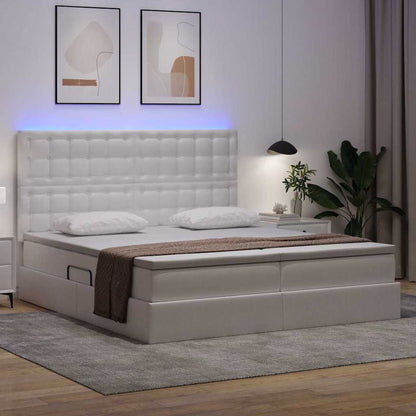 Letto con contenitore e LED Bianco Puro 180 x 200 cm