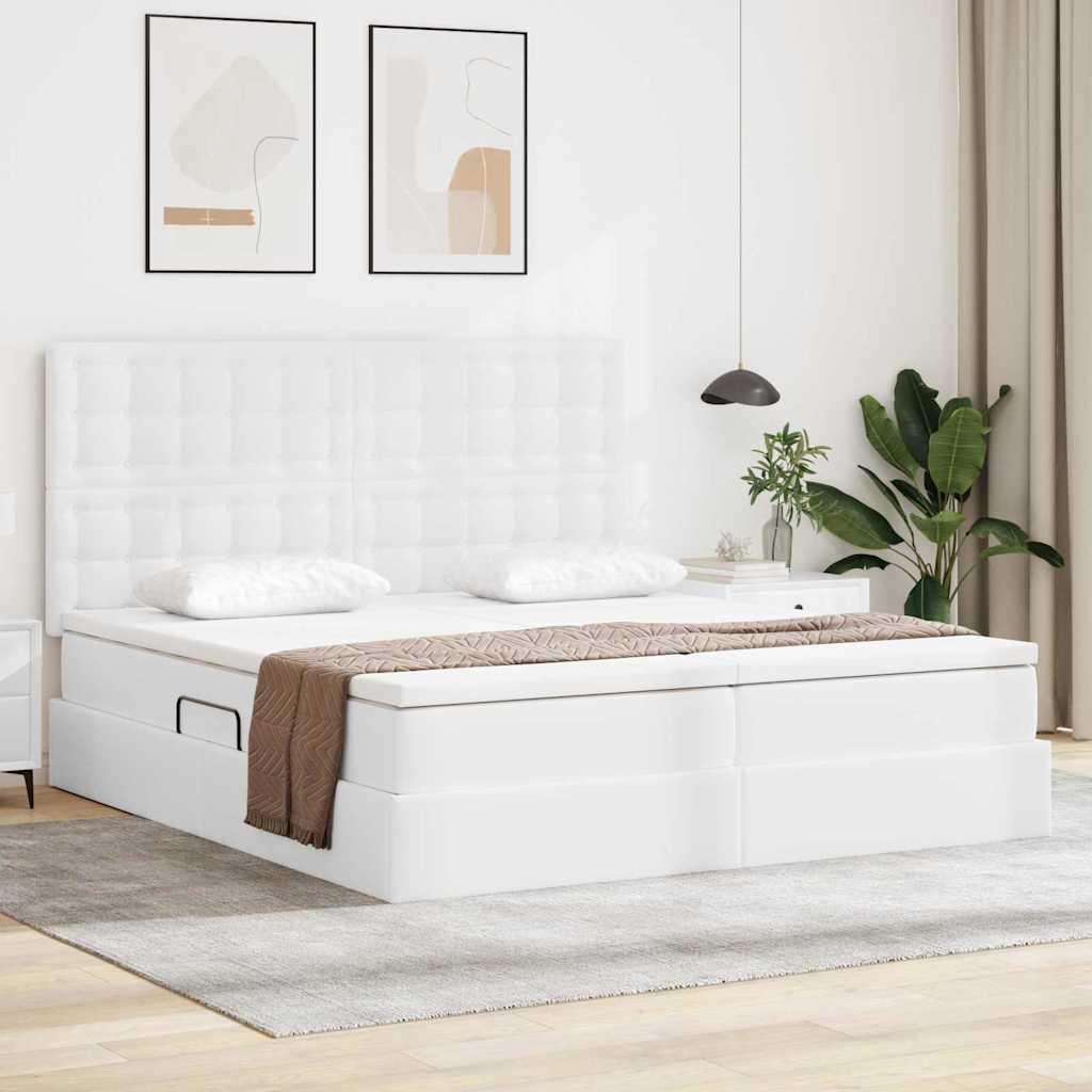 Letto con contenitore e LED Bianco Puro 180 x 200 cm