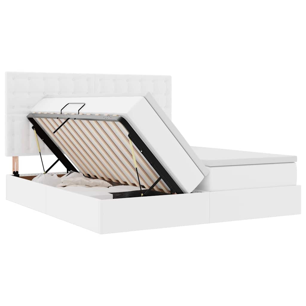 Letto con contenitore e LED Bianco Puro 180 x 200 cm