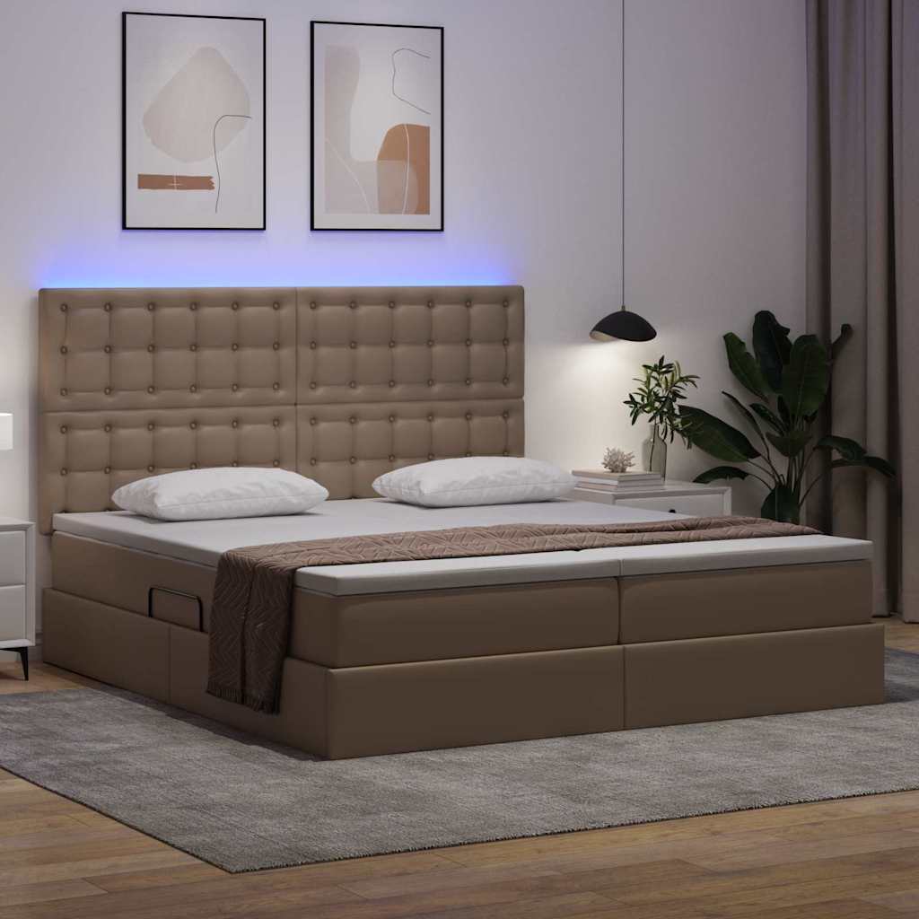 Letto con contenitore e LED Cappuccino 180 x 200 cm | homemem39
